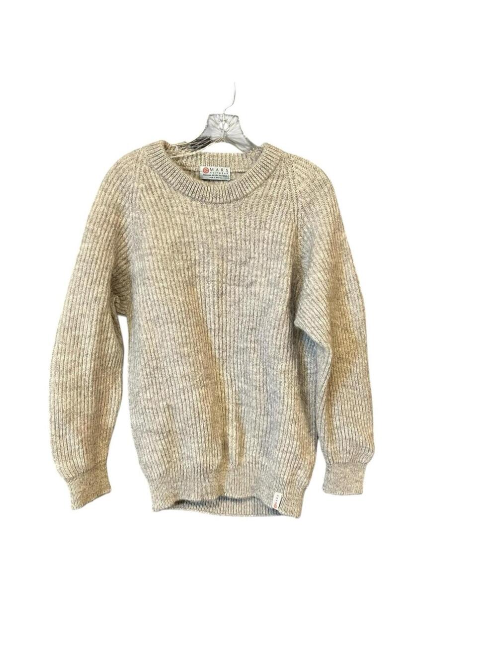 Mars knitwear British wool sweater men gray pullover crewneck ribbed vintage